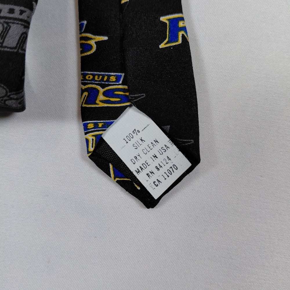 Vintage 1998 St Louis Rams NFL Silk Necktie Black Helmet Logo Ralph Marlin NWT - Picture 7 of 10